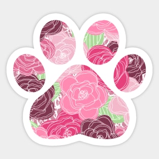 Pink Puppy Paw Floral Sticker